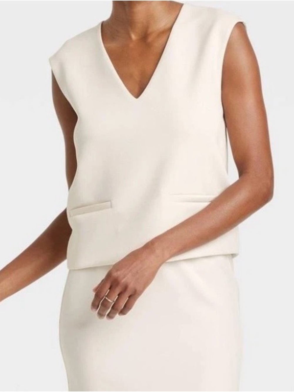 a new day Cream V-Neck Sleeveless Tank Top